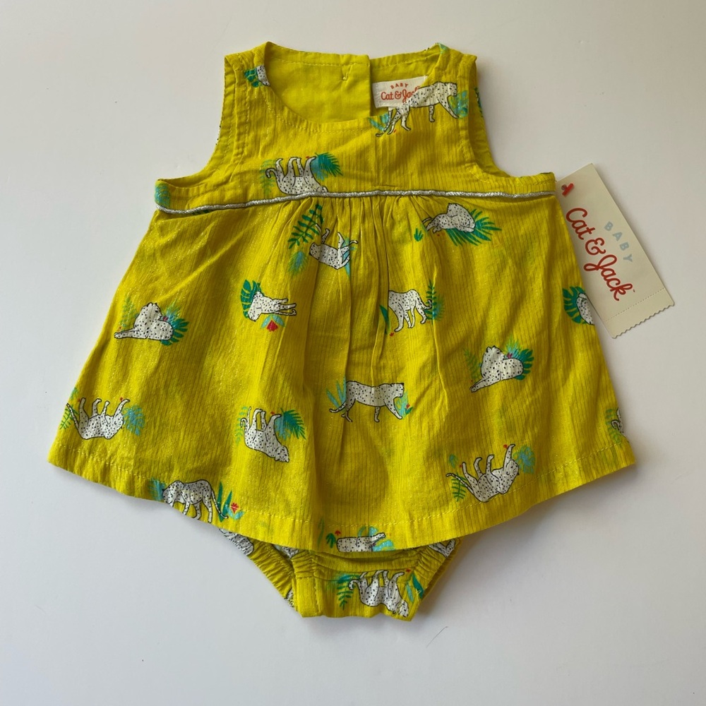 Cat & Jack Vibrant Yellow Dress with cheetah Print